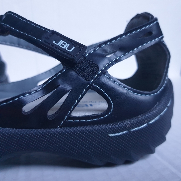 JBU Wm Melon Black Memory Foam Vegan Cutout Leather Sneakers Velcro T-Strap 7.5 - Picture 8 of 16